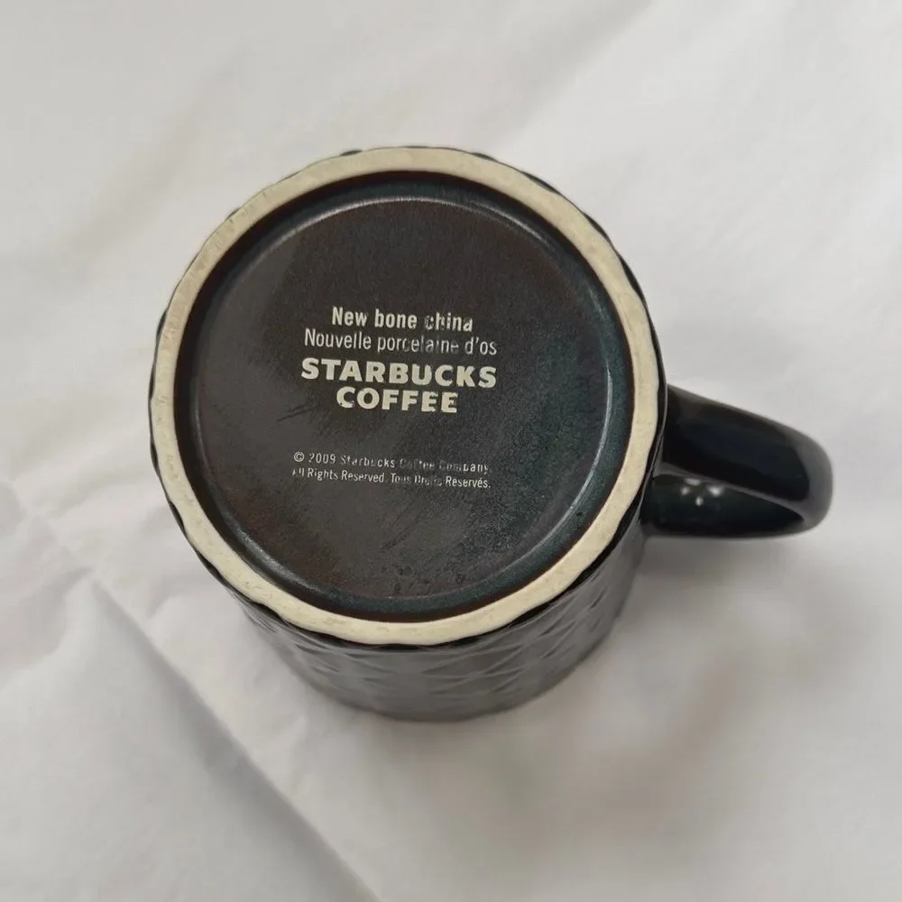 Starbucks Brown Blue Textured porcelain Coffee Mug.  2009